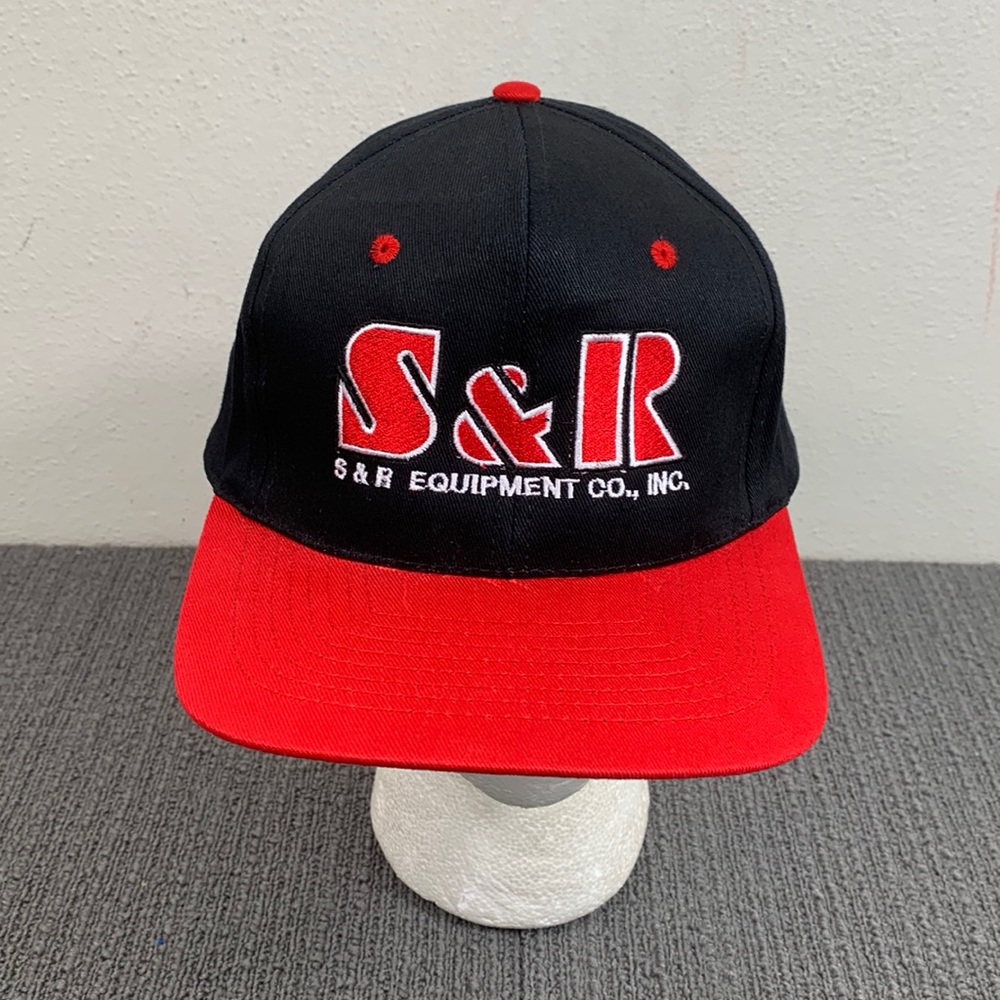 Vintage S&R Equipment Co Snapback Hat Mens OSFA Black Red Baseball Cap KC